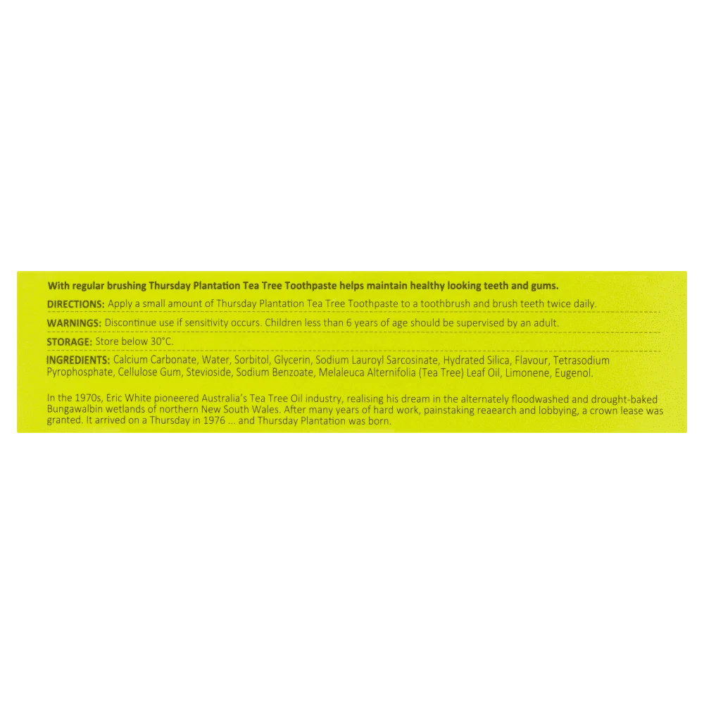Thursday Plantation Tea Tree Toothpaste 110g - Image 2